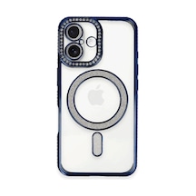 Apple iPhone Uyumlu 16 Kılıf Joke Simli Magneticsafe Kılıf - Lacive Lacivert