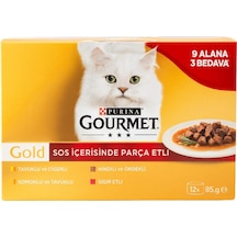 Gourmet Gold Parça Tavuk Ciğer-hindi Ördek-somon Tavuk-sığır Etli Kedi Konservesi 12x85 Gr