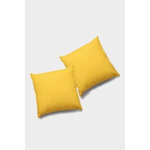 Sarı Düz Sade 2'li Set Çift Taraflı Kırlent Kılıfı 2krl016n11