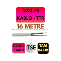 Öznur 2x0,75 Ttr Kablo Metre Seçenekli Beyaz - 16 Metre