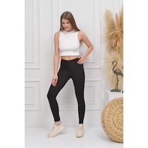 Bonbonetti Chocolate Baby & Kids Bonbonetti Chocolate Baby&Kids Fitilli Seamless Çizgili Tayt Yüksek Bel Dayanıklı Örme Kumaş Spor Tayt Toparlayıcısiyah S Siyah