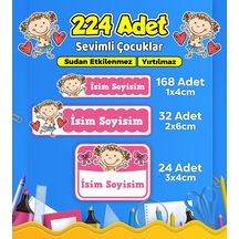 Sevimli Çocuklar Temalı Okul Kreş Kişiye Özel İsim Etiket Seti - Model 622 Çok Renkli