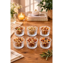 Porsima Ryg7060 Flower 6lı Cam Kase Puding Tatlı Ve Dondurma Kasesi Kahvaltılık Kase Seti Çerez Kasesi 180ml