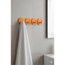 4 Lü Askılık Havlu Askısı, Bornoz Askısı, Kapı Arkası, Duvara Monte, Dayanıklı Malzeme, Turuncu 17 Turuncu