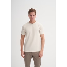 Cazador Slim Fit Erkek Premium Spor Basıc İnce Tshirt 42020 Bej