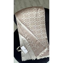 C Desen Yün İpek Şal İnce Kumaş Çift Taraflı Silk Scarfs Bej