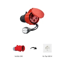 Trifaze Fiş 220 V Ev Tipi Priz Adaptör Dönüştürücü