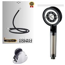 Özbest Silikonlu 150 Cm Duş Hortumu Filtreli Duş Başlık Mafsl Set Siyah