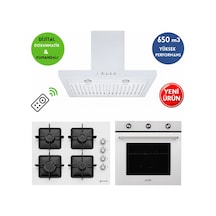 Eminçelik Ve AFM Tech Raıno 12 226 EK - FM7601 - FM3501W Turbolu Cam Beyaz Ankastre Set