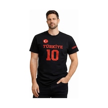Yake Store Erkek Türkiye Ay Yıldız Baskılı 10 Numara Forma Tişört Taraftar T-shirt - Siyah - Siyah