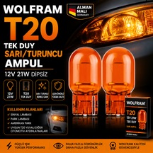Wolfram T20 Tek Duy Sarı Turuncu Ampul 21w 12v Renkli Cam Solmaz Gündüz Farı Park Sinyal Amerikan Park Alman Malı Germany