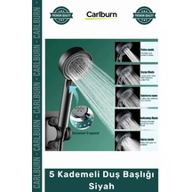 Duşbaşlığı Modern Şık Tasarım Fonksiyonlu Banyo Aksesuarı Mat Estetik 5 Kademeli Duş Başlığı Siyah Çok Renkli