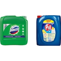 Pril Limon Kokulu Elde Sıvı Bulaşık Deterjanı 4 KG + Domestos Çamaşır Suyu 3240 ML