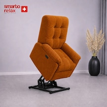 Smarto Relax Porto Liftli Çift Motorlu Elektrikli Ayağa Kalkma Destekli Polyester Hasta Ve Baba Tv Koltuğu Turuncu