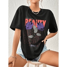 Uyguntarz Unisex Beauty Tasarım Basklı Tshirt Siyah