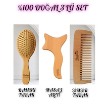 Üç'lü Bakım Set Bambu Tarak+ahşap Masaj Tahtası+ahşap Büyük Boy Tarak 001
