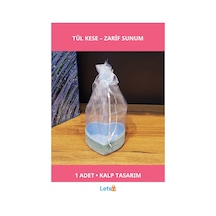 Mavi Kalp Tasarımlı Şık Tül Kese 16 Cm