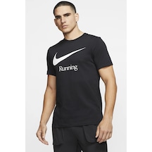 Nike Running Dri Fit Mens T-shirts Erkek Koşu Tişört Siyah Siyah