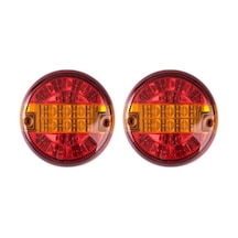 Tır Dorse Çekici Led Arka Stop Lambası 2 Adet 24 Volt Yuvarlak St