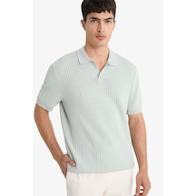 Defacto Standart Fit Polo Yaka Triko Kısa Kollu Tişört E3306ax25smbe490 Mavi