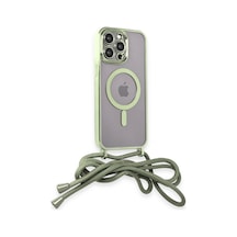 iPhone Uyumlu 12 Pro Kılıf Divo Lazer Askılı Magsafe Kapak - Koyu Yeşil Renk