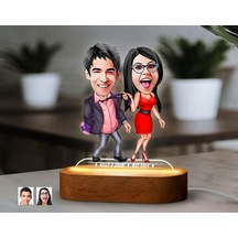 Bk Gift Kişiye Özel Sevgili Karikatürlü Dekoratif 3d Biblo Led Işıklı Gece Lambası-4, Düğün Hediyesi, Yıl Dönümü Hediyesi Kobitmeyen138279 Bk Gift