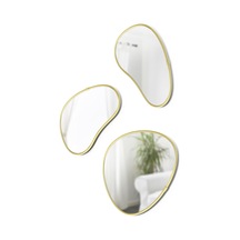 Hubba Pebble Duvar Montaj Aynaları, 3'lü Set, Pirinç &
