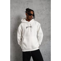 Epilons Zenda1125 Erkek Kordon İpli Baskılı Kapüşonlu Sweatshirt - Beyaz Zenda478