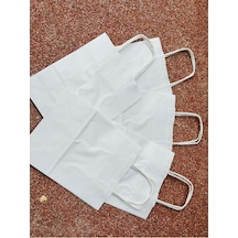1.kalite 18x8x24 Cm 5 Li Beyaz Renkli Kraft Kağıt Çanta, Hediye Poşeti, Hediye Paketi, Kraft Çanta