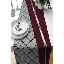 Bordo Ekoseli Desen Premium Masa Örtüsü Runner Rnr583n11