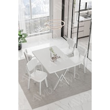 Avvio Parla Beyaz Elma Sandalye 80x120 Yemek Masası Mutfak Masası 4 Kişilik Masa Sandalye Takımı Beyaz