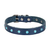 Cattie Taşlı Deri Kedi Boyun Tasması Xl 1.5x28-32CM Royal Mavi