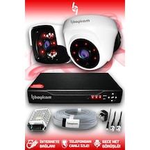 Bayicam 2 Kameralı Panda 1 İç Kamera Set HDD'siz Full HD Gece Görüşlü Güvenlik Kamerası Sistemi