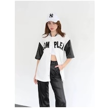 Nnstartshopping Complex Kolları Deri Kolej Oversize T-shirt - Beyaz Beyaz