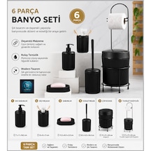 Premium Lüks 6 Lı Banyo Aksesuar Seti Modern Tasarım Siyah