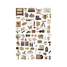 67 Adet Vintage Retro Light Academia Sticker Seti - Etiket Seti Scrapbook Bullet Journal Çok Renkli
