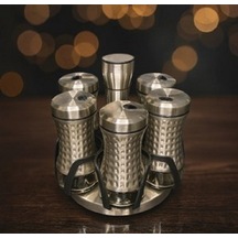 Tekbir Döner Standlı Baharat Takımı 7 Parça -inox Metal Tekbir Döner Standlı Baharat Takımı 7 Parça -inox Metal
