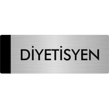 Metal Yönlendirme Levhası, Departman Kapı Isimliği Diyetisyen 5x20 Cm Gümüş Renk