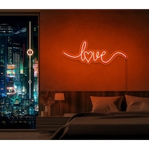 Love Yazılı Neon Tabela Turuncu