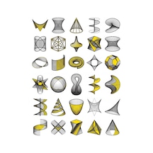 30 Adet Matematiksel Geometri Sticker Seti - Laptop, Ajanda, Telefon Çok Renkli