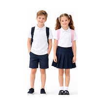 Erkek Kız Çocuk Polo Yaka Kısa Kollu Tişört Bgl-st05505 Beyaz