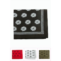 Zero Land Çiçek - 197 - Desenli Keten Bandana - Myceshop - 50x50 Ebruli Çok Renkli