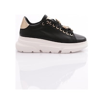Dgn Es852 Kadin Kalin Taban Ari Tokali Sneakers Ayakkabi ES852-2007-R12593 Siyah - Beyaz