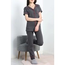 Seka Store Seka Düğmeli Süprem Pijama Takımı Antrasit - 41820.1048. Çok Renkli