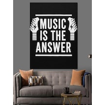 Ahşap Tablo Müzik Yazılı Siyah Poster
