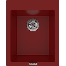Polex Cristalüx Granit Evye P-05 Bordo Tezgah Altı Ve Tezgah Üstü Kare Mutfak Evyesi 41x51 CM