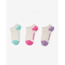 Skechers 3'lü Paket Colortips Bilekli Çorap Büyük Kız Çocuk Beyaz Sk2520137-3474
