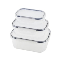 Lb 3pcs Quick Sızdırmaz Saklama Kabı Seti Şeffaf Kap - Buğulu-contalı Kapak 500-1000-1700ml Çok Renkli