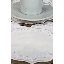 Yuvarlak Krem&krem 6'lı Kahve Yanı Sunum Peçetesi Linen Keten Nak