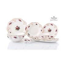 58 Parça 12 Kişilik Garden Collection Florin Porselen Yemek Takımı -5849 Beyaz